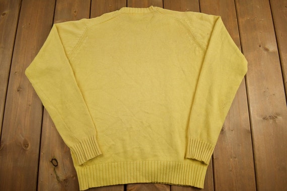 Vintage 1990s Claybrooke Yellow Knit Crewneck Swe… - image 2