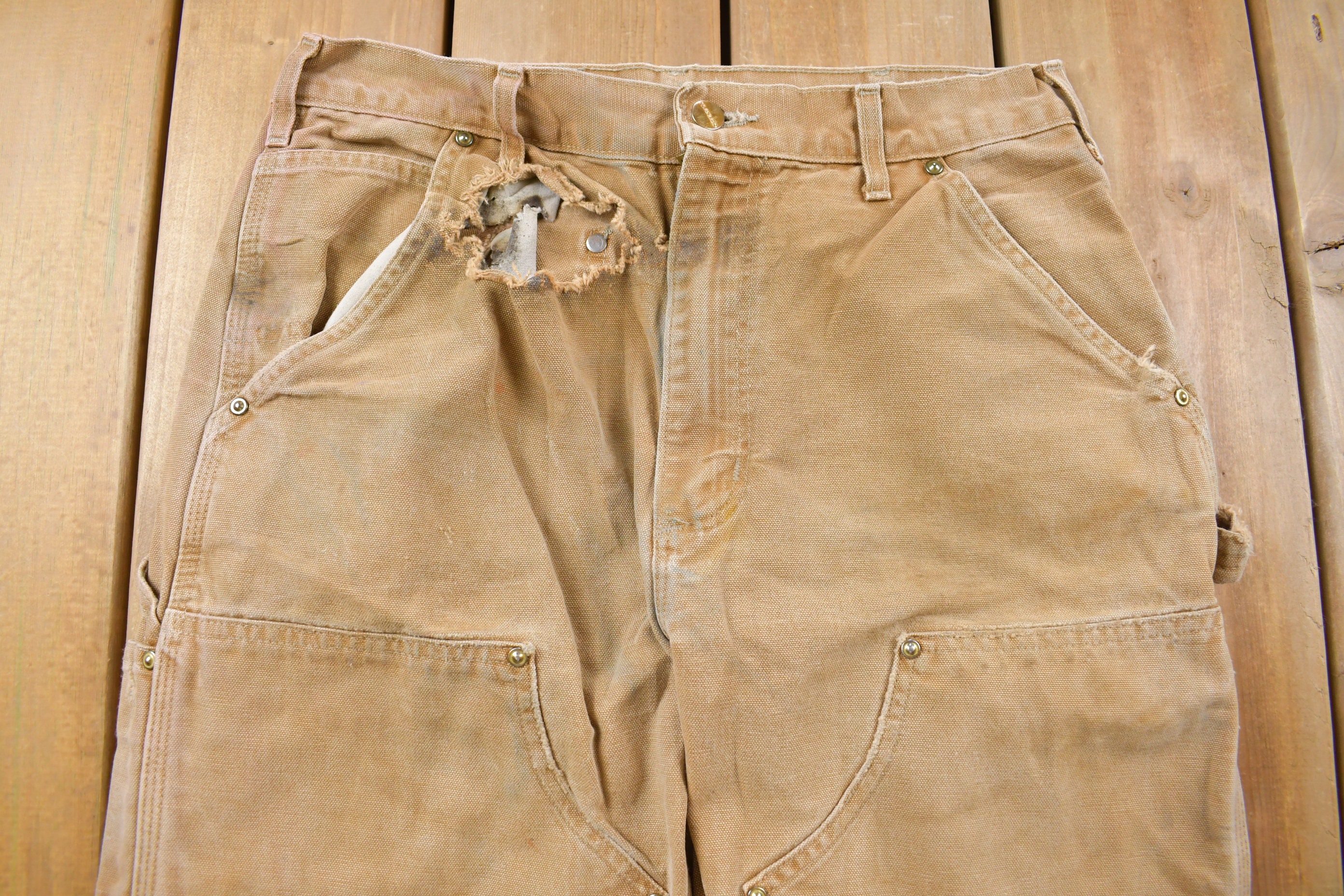 Rare VTG CARHARTT Double Knee Zip Fly Denim Jeans 80s 90s