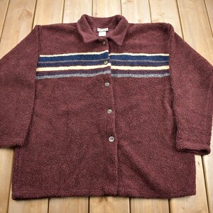 Vintage 1990s Fleece Button Up Woman&#39;s Sweater / Cenza / 90s Sweater / Streetwear / Made In USA