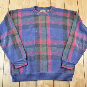 Vintage 1990s Croft And Barrow Knit Abstract Pattern Crewneck Sweater Mens XL / 90s Crewneck / Preppy Knits / Wool Blend / Cotton Blend