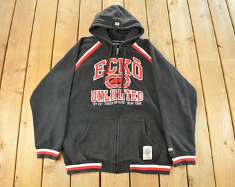 VTG Y2K 2000s Ecko Unltd Zip up Hoodie Sz XL Camo Embroidered