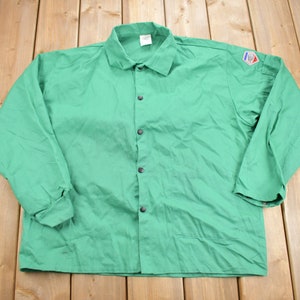 Vintage 1990s Black Stallion Fire Retardant Snap Button Shirt / Vintage Workwear / Turquoise / Light Jacket