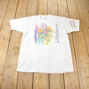 Vintage 1990s Wild Flowers Single Stitch Graphic T-Shirt Made In USA