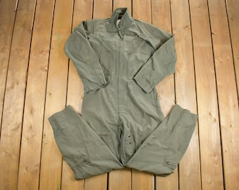 Vintage 1981  Military Flyers Coveralls Jumpsuit Size 40 L / Vintage Overalls / Militaria / Distressed Coveralls / Type CWU / 80s