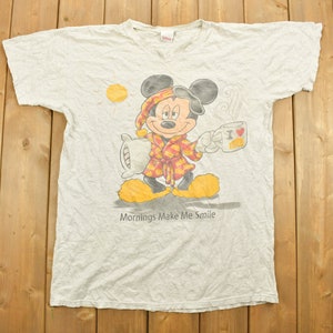 ヴィンテージ 1990年代「Mornings Make Me Smile」ディズニー漫画プロモーションTシャツ / 90年代グラフィックTシャツ / ヴィンテージミッキーマウス / ディズニーランド / ミッキー
