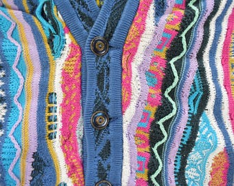 Vintage Coogi Australia 3D Cable Knit Cardigan Sweater Men's Small