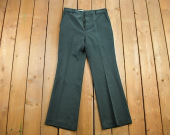 Vintage Green Wool Trousers Size 34x32 / 1980s Wool Pants / Streetwear / True Vintage / Vintage Workwear / Wool Pants