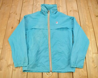Vintage 1980s K Way Blank Windbreaker Jacket / Streetwear / Light Jacket / Full Zip Windbreaker / Made In Canada