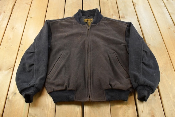 Vintage 1980s Eddie Bauer Wool Bomber Jacket Men's M / Full Zip / Streetwear Fashion / Wool Bomber / Made In USA / Varsity Jacket