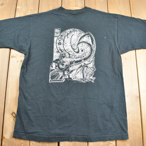 Vintage 1990s Ecole De La Salle Musician Graphic T-Shirt / Retro Style / Single Stitch / Made In Canada / Guitar 90s Graphic Tee