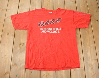 Vintage 1990s D.A.R.E Graphic T Shirt Made In USA