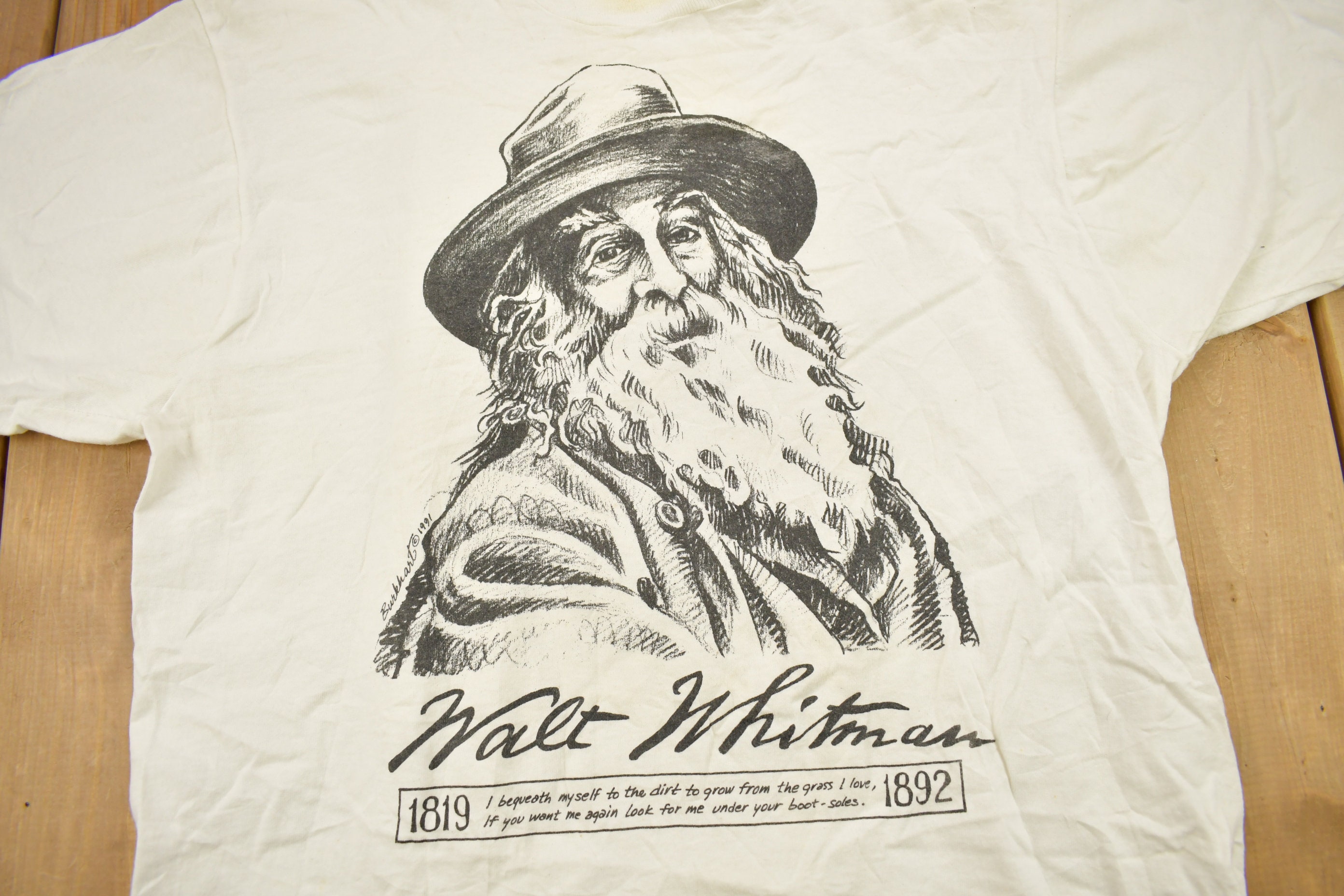 90s USA製 Walt Whitman 偉人 vintage T-shirt Vintage 1990s Walt Whitman Graphic T Shirt / Vintage T Shirt
