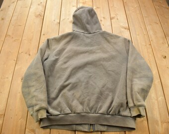 Vintage 1990s Carhartt Heavy Weight Sun Faded Zip up Hoodie / 90s