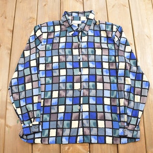 Vintage 1980s Kathy Che Stain Glass Pattern Button Up Shirt / 80s Shirt / Abstract Pattern / Casual Shirt / Formal Shirt / / 80s Clothing
