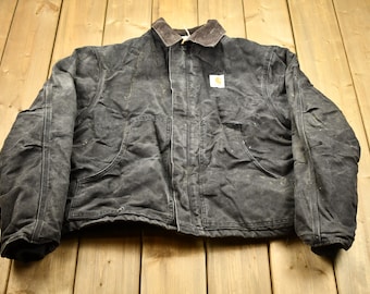 Carhartt Traditional Distressed Faded Black Canvas Work Jacket 