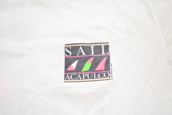 Vintage 1987 Sail Acapulco Graphic T-Shirt / Grap… - image 3