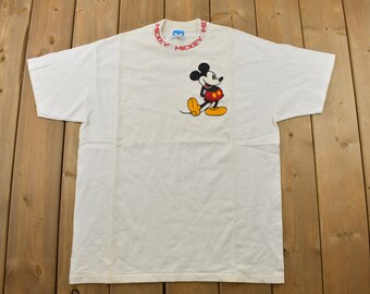 Vintage 1990s Mickey Mouse Disney Crewneck / Vintage T-shirt / Vintage Disney / Mickey / Embroidered / Made In USA