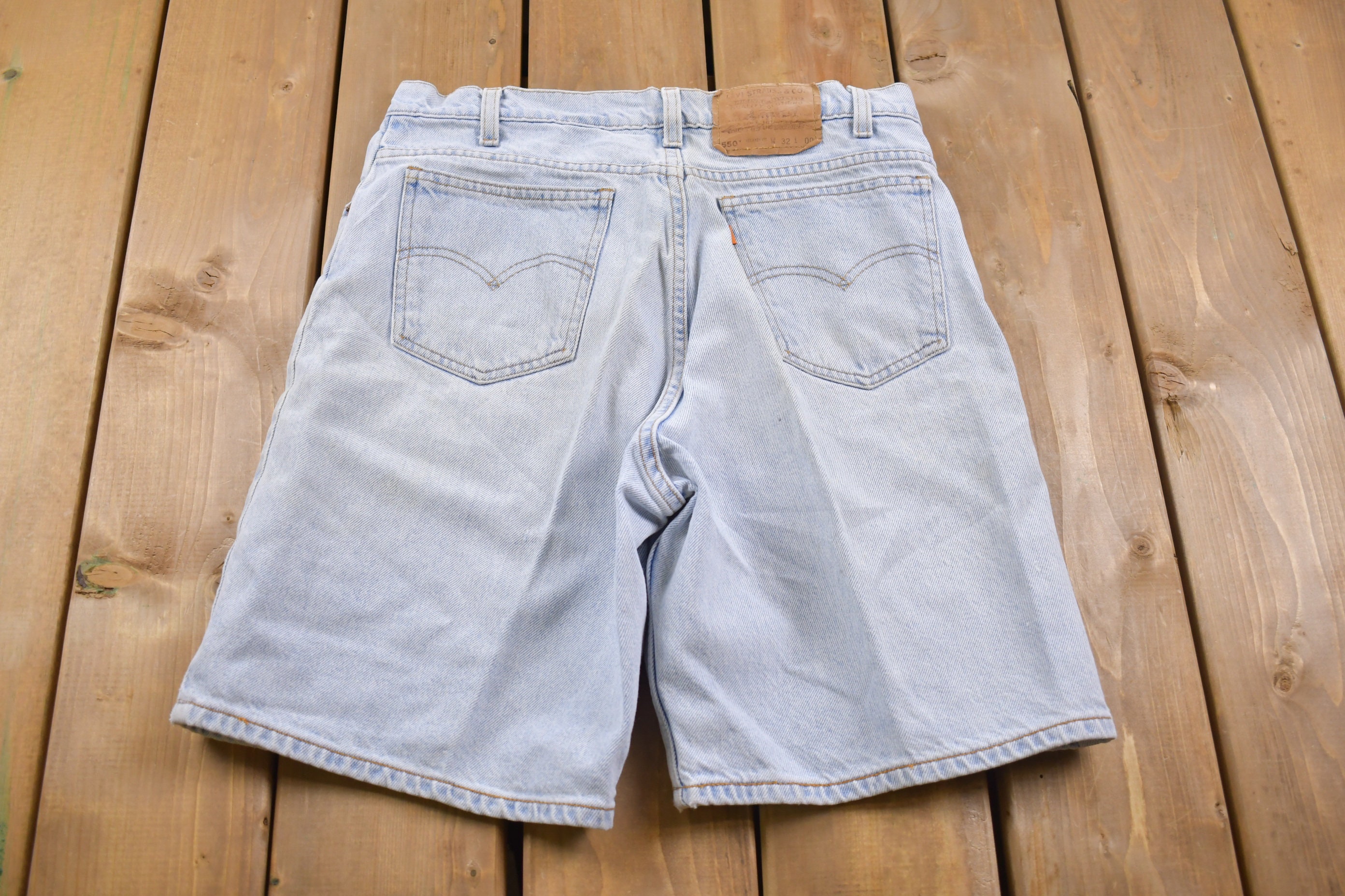 White Monogram Patch Denim Shorts - Ready to Wear