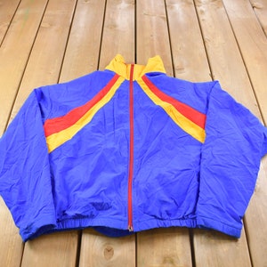 Vintage 1990s Colorful Full Zip Windbreaker Jacket / Streetwear / Light Jacket / Vintage Windbreaker / Spring Outerwear
