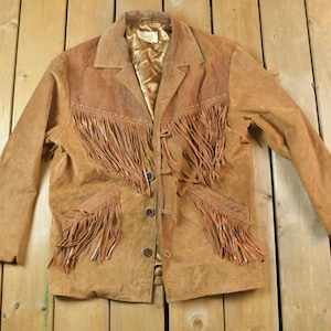 Vintage 1970s Scully Western Leather Fringed Cowboy Jacket Made In USA / Horse Riding Jacket