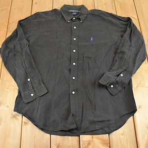 Camicia vintage anni '90 Polo di Ralph Lauren Blake in lino con bottoni, da uomo, taglia L / Camicia di flanella anni '90 / Camicia anni '90