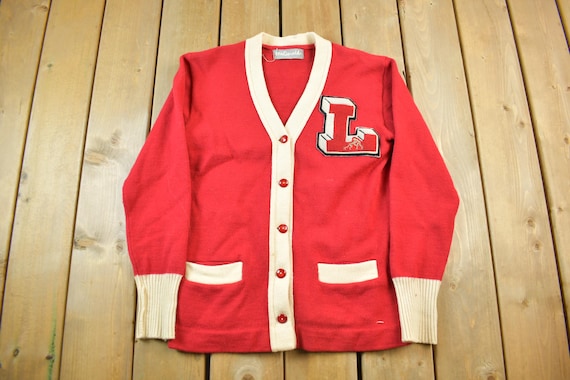 Vintage 1960s Collegiate Wrestling Cardigan Knit Sweater