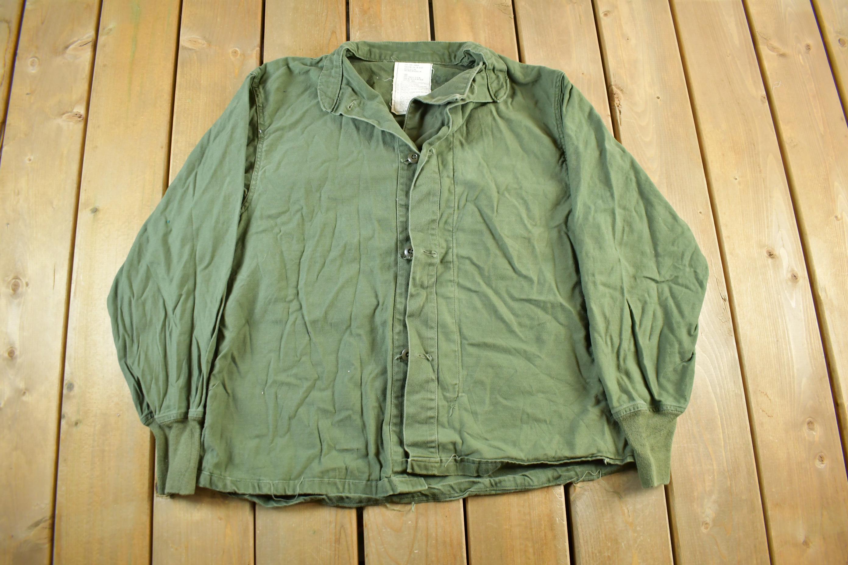 Vintage 1976 Army OG-107 Military Sateen Shirt Men