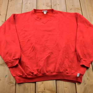 Vintage 1990s Blank Bright Red Crewneck Sweatshirt / 90s Crewneck / Vintage Crewneck / Essential / Streetwear / 90s Blank / 90s Sweatshirt