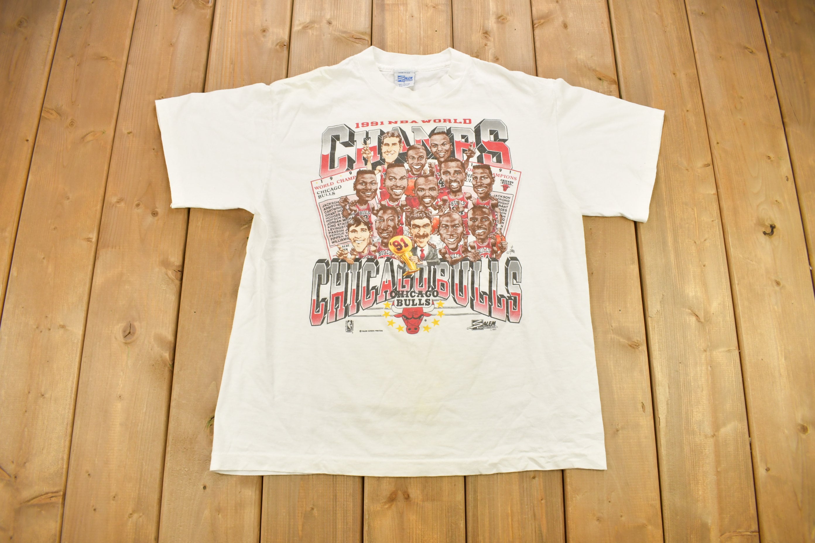 Salem Rare Vintage 1991 Chicago Bulls NBA Championship T Shirt XL Starter Champions. New Never Worn.