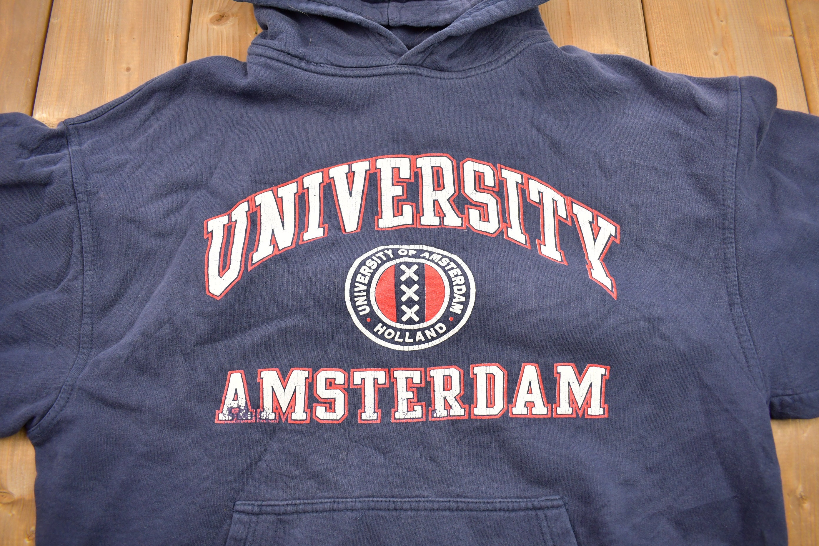 Vintage 1990s University of Amsterdam Collegiate Hoodie Vintage 1990s University of Amsterdam Collegiate Hoodie