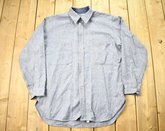 Vintage 1960s Pendleton Blank Button Up Shirt / 100% Virgin Wool / Light Blue / Outdoorsman / Made In USA / True Vintage