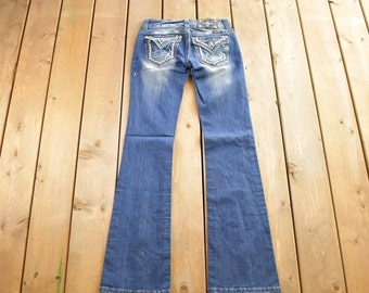 Vintage Y2K Miss Me Bedazzled Embroidered Boot Cut Low Rise Jeans Size 26x33
