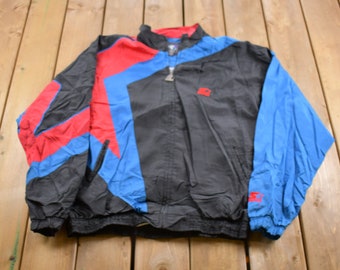 Vintage 1990s Starter Star Print Windbreaker Jacket / Team Logo / Athletic Spring Summer Sportswear / Streetwear / Athleisure