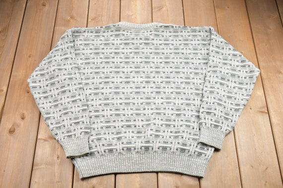 Vintage 1990s Abstract Graphic Knitted Sweater / … - image 2