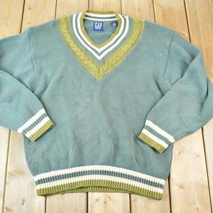 トップス 1990s old gap V neck cotton knit VINTAGE 90s Gap V Neck Knit Sweater HEAVY Size M Red