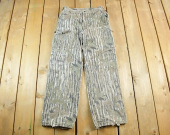 Vintage 1990s Forest Tree Camo Cargo Hunting Pants Size 28 x 29 / Bark Camo Bottoms / Hunting Camo / Outdoors / Made in USA