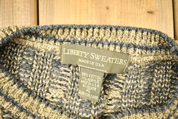 Vintage 1990s Liberty Sweaters 3D Cable Knit Crew… - image 5