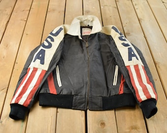 Vintage 1990s Michael Hoban Wheremi American Flag USA Leather