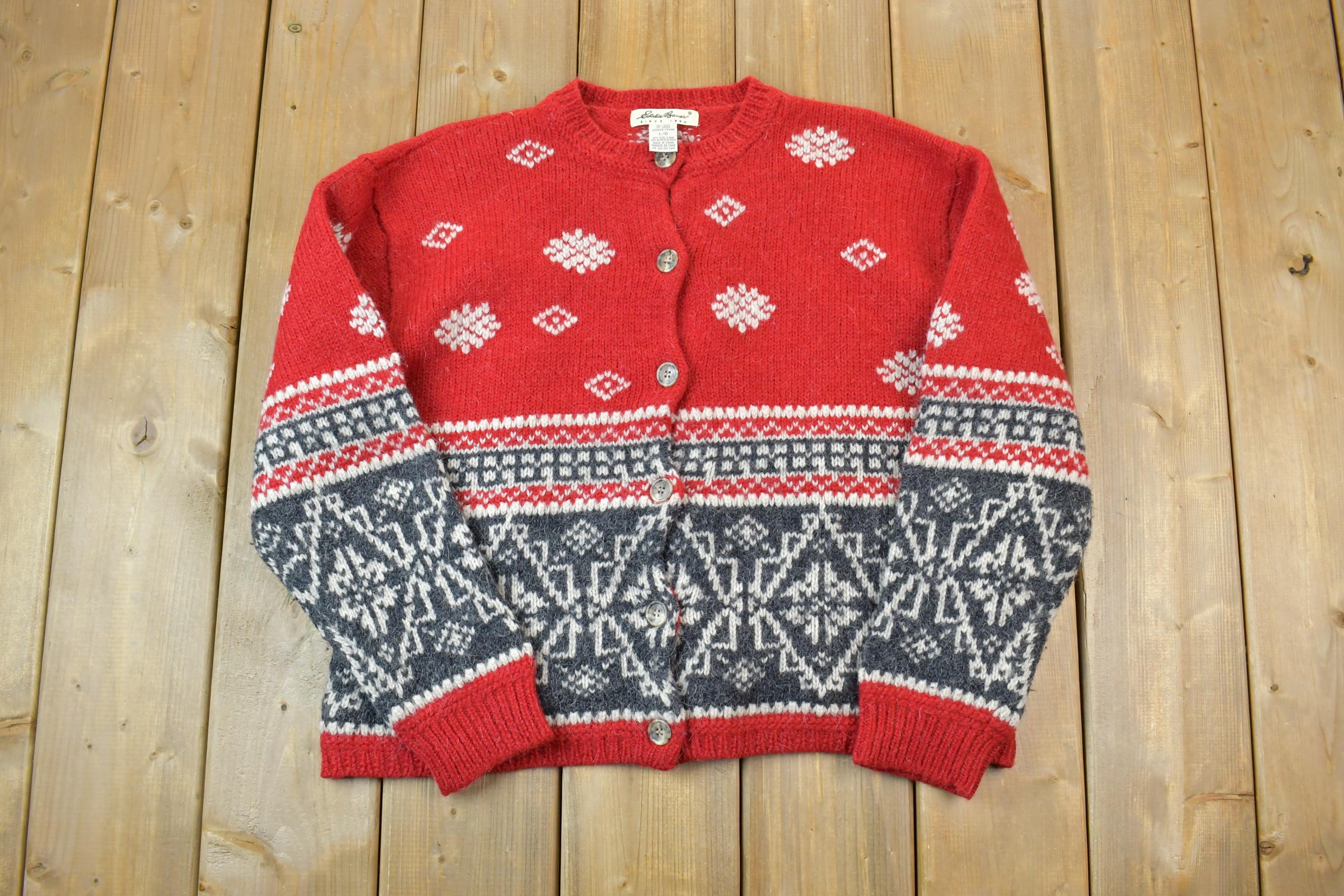 Vintage 1990s Eddie Bauer 80% Wool Knit Sweater / Vintage 90s 