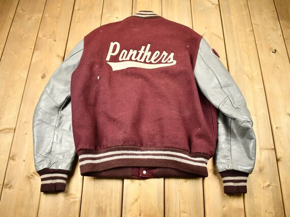 Vintage 1990 Panthers Wool Letterman Varsity Jacket / Delong