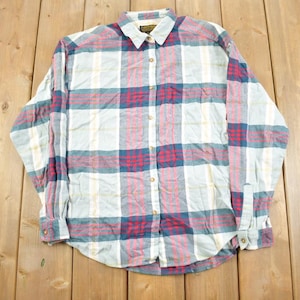Vintage 1990s Eddie Bauer Women&#39;s Long Sleeve Plaid Button Up