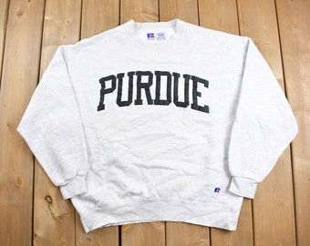 Vintage 1990s Purdue University Collegiate Crewneck / Russell Athletics Pro Cotton / Sportswear / Made In USA / Heavy Weight
