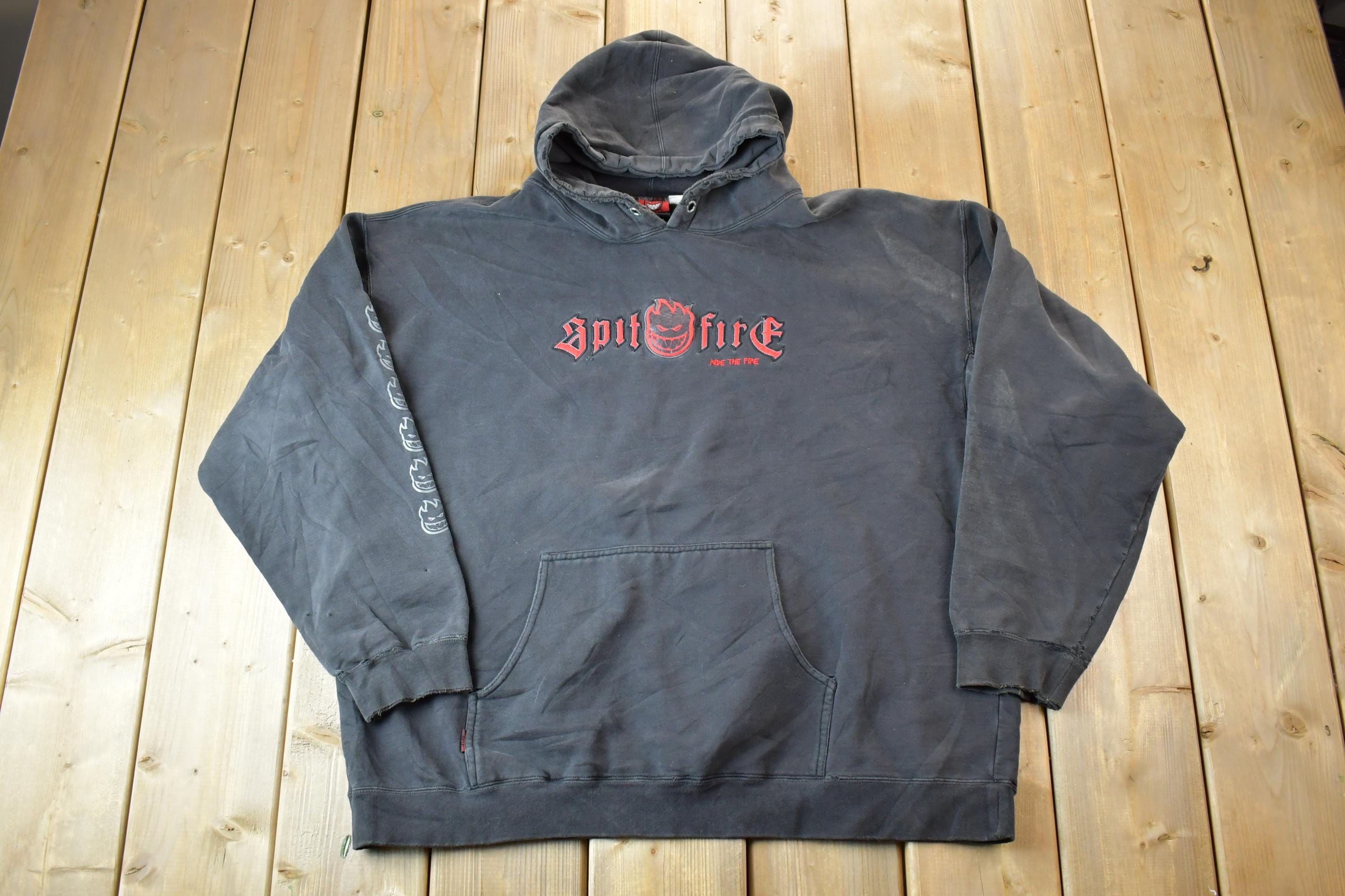 90s SPITFIRE WHEELS パーカー Vintage 初期 レア Vtg 90s Rare SPITFIRE WHEELS Punk Skate Hooded Sweatshirt