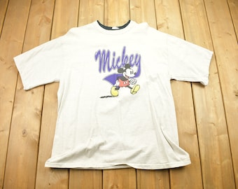 Vintage jaren 1990 Mickey Mouse grafisch T-shirt heren L / jaren 80 / jaren 90 / streetwear mode / gelaagde T-shirt / Made in USA