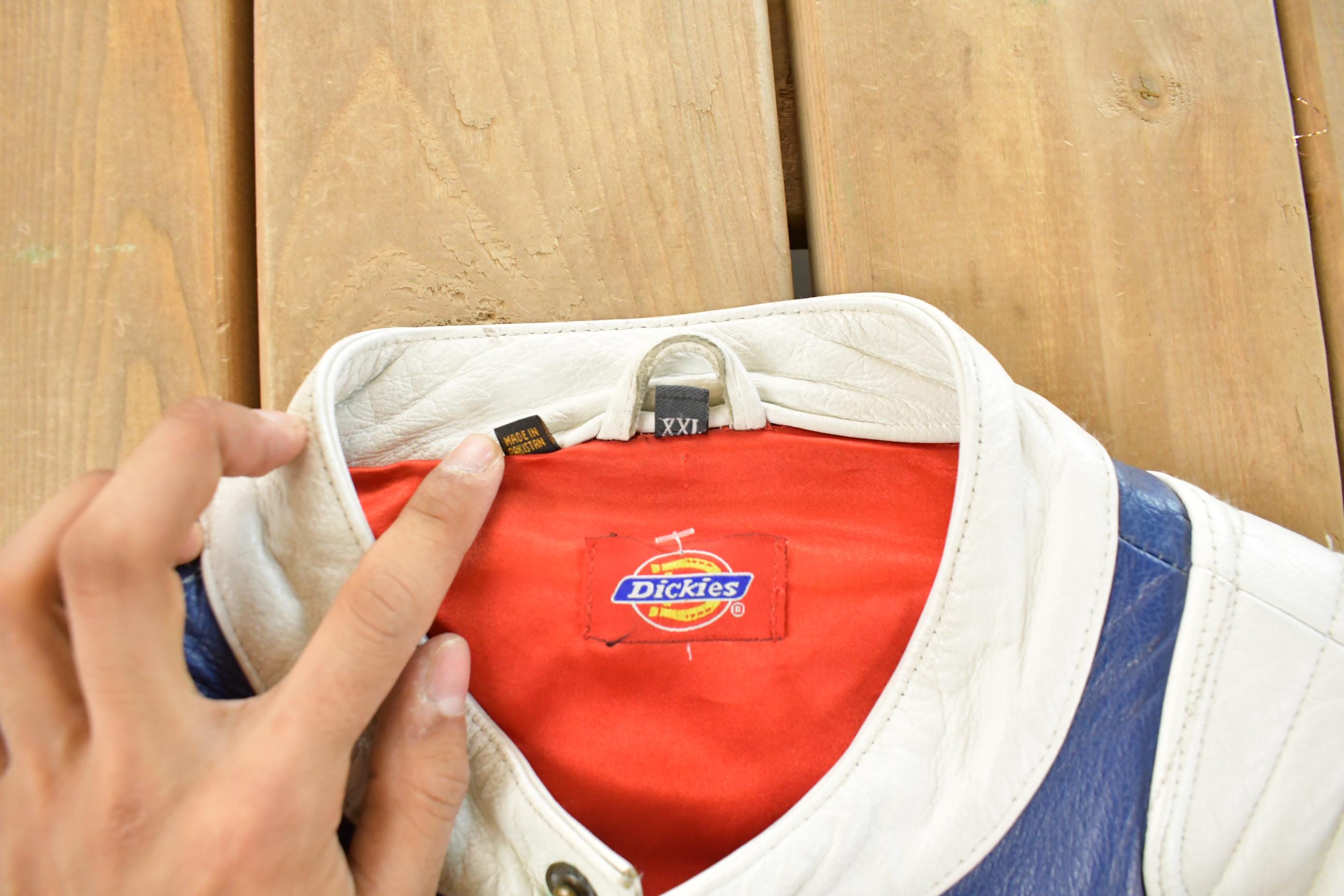 Vintage 1980s Dickies Leather Biker Racing Jacket Men