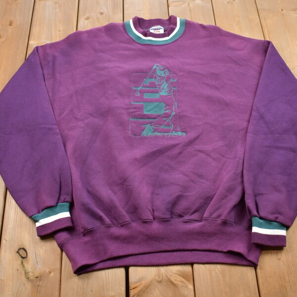 Vintage 1990s Golf Theme Crewneck Sweatshirt / 90s Crewneck / Made In USA / Essential / Streetwear / 90s golf Sweater / Vintage Golf