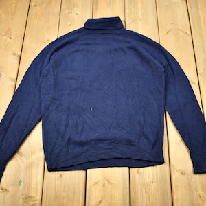 Vintage 1990s Knitted Back Zip Turtleneck Sweater / Vintage Women&#39;s Sweater / Blank Sweater / Formal / Sweatshirt / Abstract Graphic