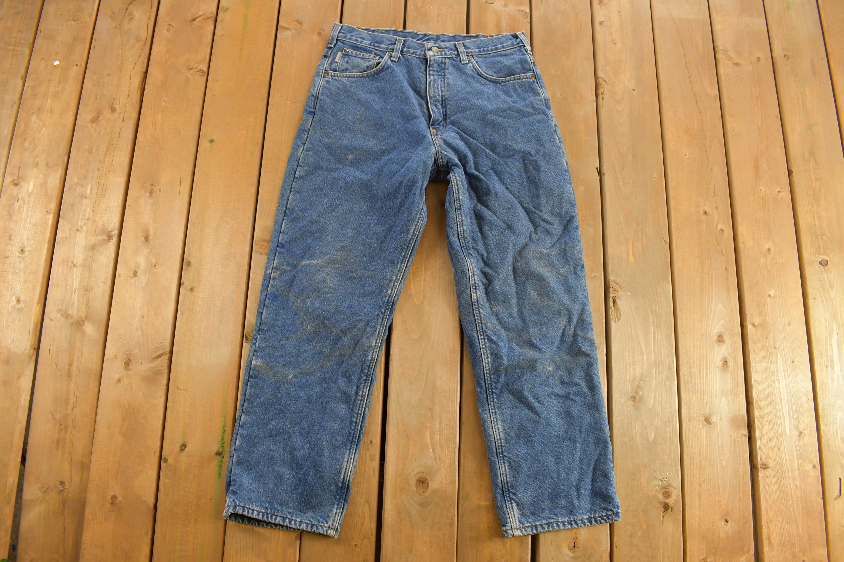 Vintage 1990s Carhartt Lined Carpenter Work Pants Size 34 x 30 / 90s Carpenter Pants / Thermal Lined / Carhartt / Vintage Workwear