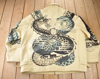 AVIREX DRAGON＆SNAKE TRACKER JACKET サイズXL 中古・古着通販】AVIREX (アヴィレックス) レザージャケット