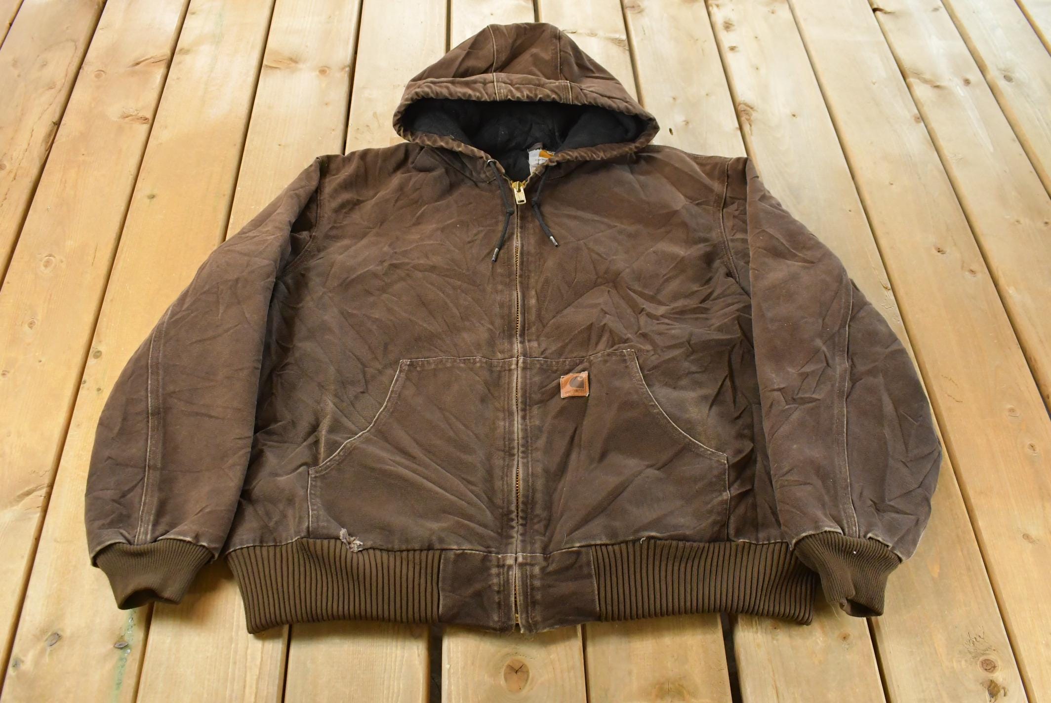 Vintage 2000s Carhartt Distressed Canvas Hooded Jacket Men's XL